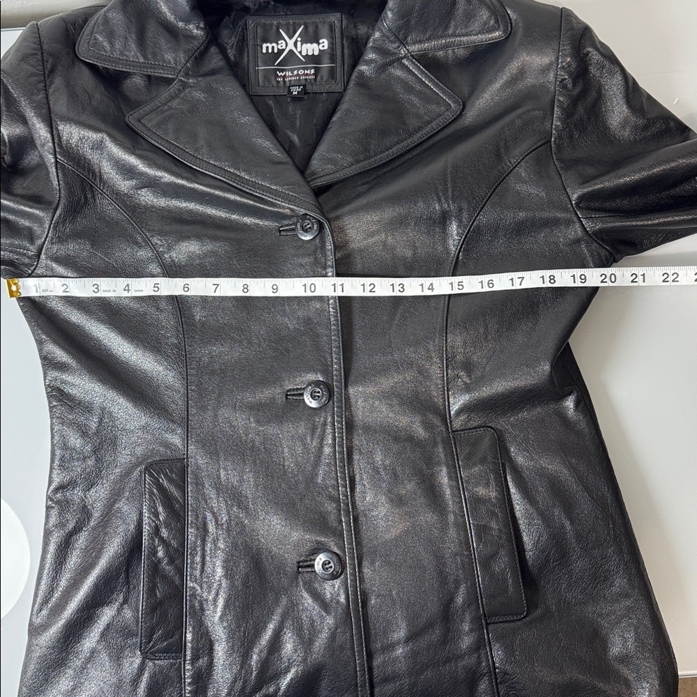 Maxima by Wilsons button down black leather jacket M - Picture 10 of 12